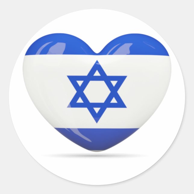 Israeli Flag Heart Classic Round Sticker (Front)