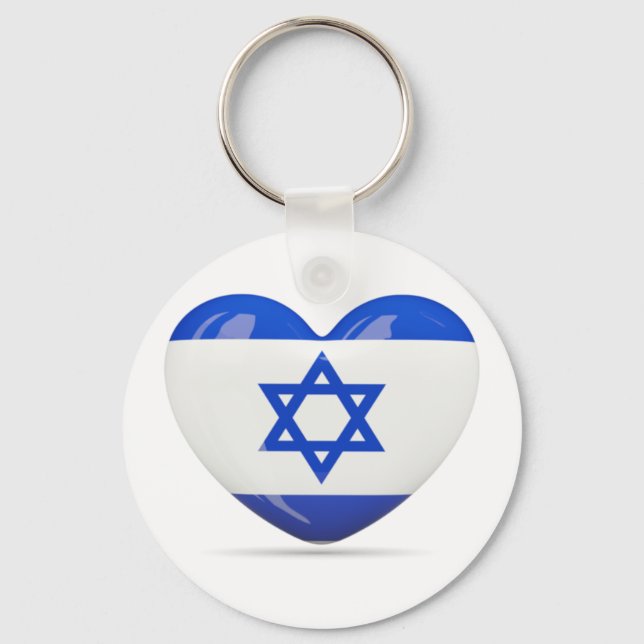 Israeli Flag Heart Keychain (Front)