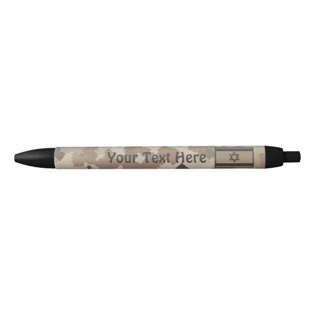 Israeli Flag On Desert Camo Black Ink Pen (Front)