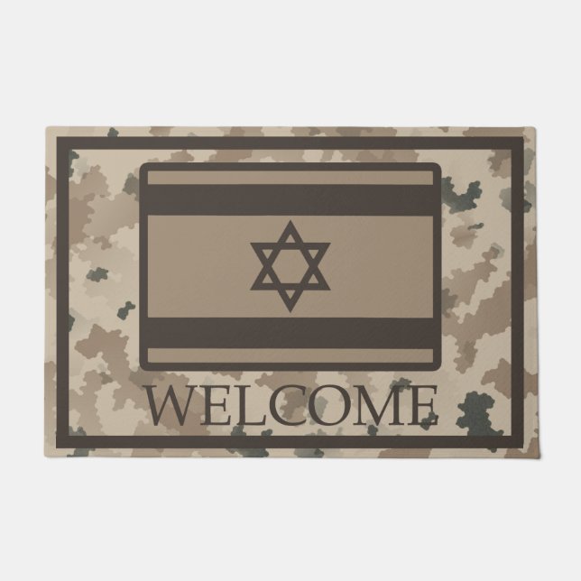 Israeli Flag On Desert Camo - Welcome Doormat (Front)