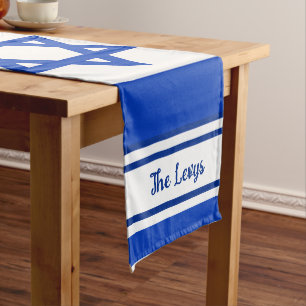 Israeli Flag Personalized Long Table Runner