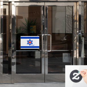 Israeli flag, Red Heart & Israel patriots /sports Window Cling