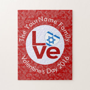 Israeli LOVE White on Red Jigsaw Puzzle
