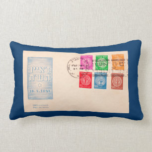 Israel's First Postage Stamps Lumbar Pillow