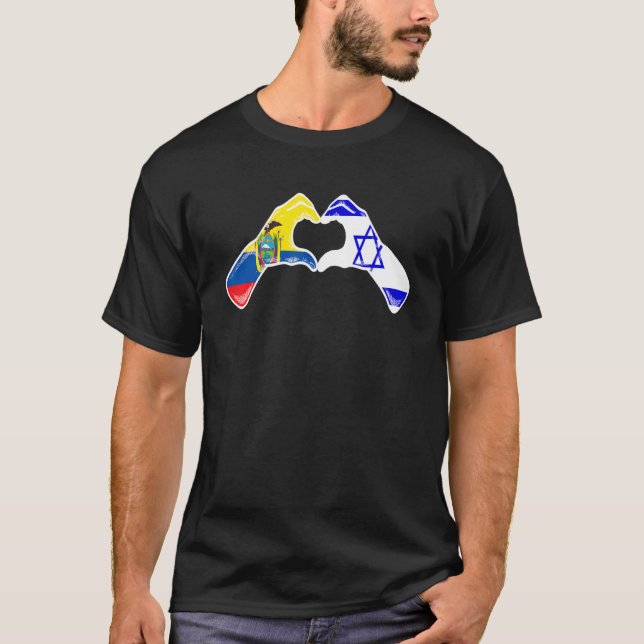 Isreal Ecuador Flag Isreali Ecuadorian Heart T-Shirt (Front)