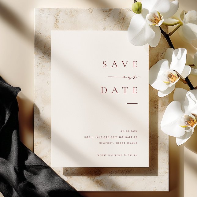 ISSA Bugundy Elegant Save the Date Photo Invite (Creator Uploaded)