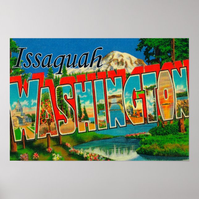 Issaquah, Washington - Large Letter Scenes Poster (Front)