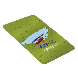 Issyk-Kul Kyrgyzstan lake travel poster art. Magnet