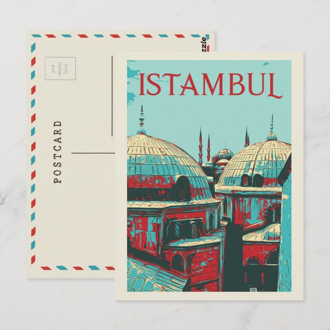 Istambul Hagia Sophia illustration Turquie Carte p (Devant / Derrière)