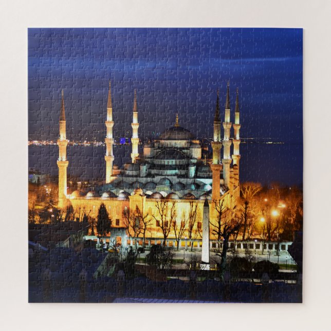 Istanbul Blue Mosque Night Scenery Premium Travel  Jigsaw Puzzle (Vertical)