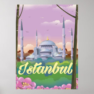 Istanbul blue mosque travel poster