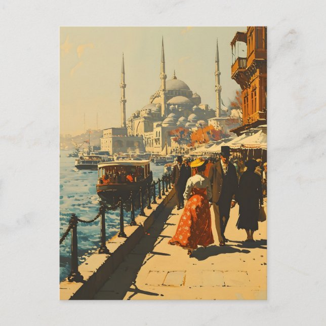 Istanbul Blue Mosque Vintage Postcard (Front)