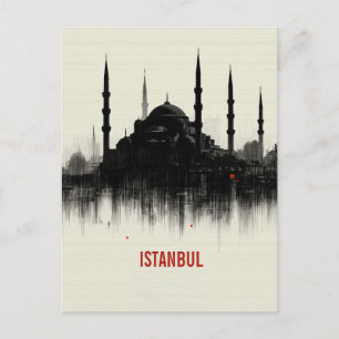 Istanbul City Skyline Silhouette Postcard