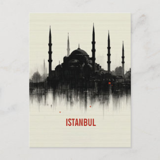 Istanbul City Skyline Silhouette Postcard