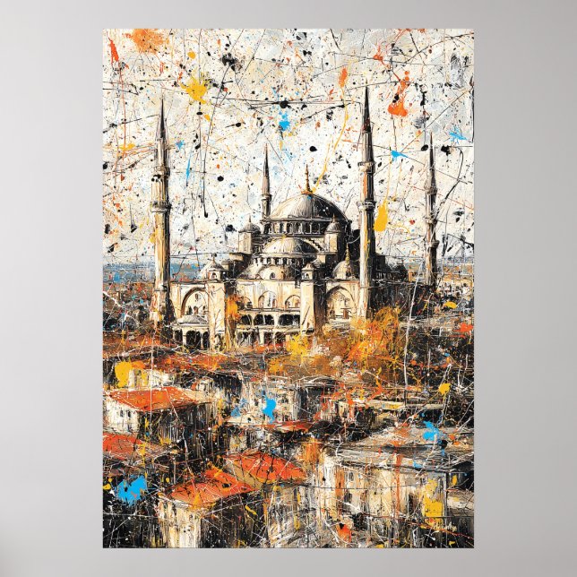 Istanbul Hagia Sophia Abstract Drip Painting Poster (Front)