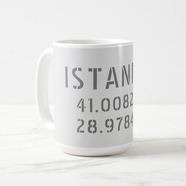 Istanbul Latitude & Longitude Coordinates  Coffee Mug (Front Left)