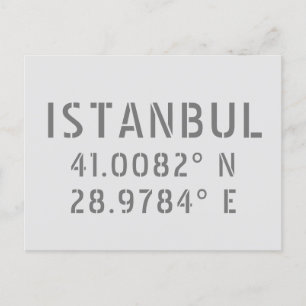 Istanbul Latitude & Longitude Coordinates  Postcard