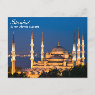 Istanbul - Mosquée Sultan Ahmed la nuit carte post
