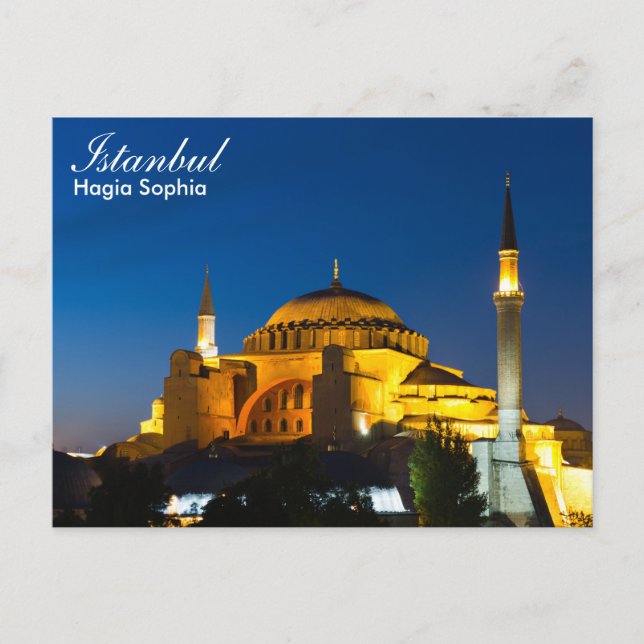 Istanbul - Sainte-Sophie à la carte postale de nui (Devant)