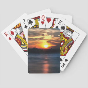 Istanbul Skyline Against Beautiful Sunset Playing Cards