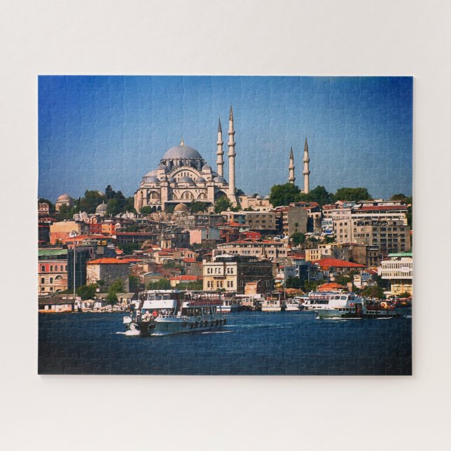 Istanbul, Sultan Ahmed Mosques panorama, Turkey Jigsaw Puzzle (Horizontal)