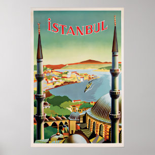 Istanbul Travel Poster Vintage Turkey Türkiye Wall