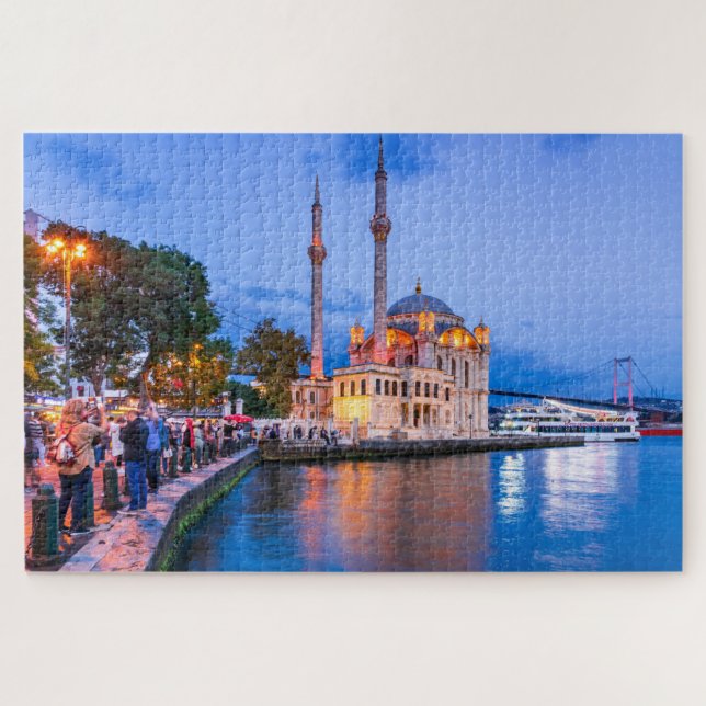 Istanbul, Turkey and baroque mosque of Ortakoy Jigsaw Puzzle (Horizontal)