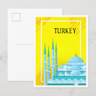 Istanbul Turkey Art Travel Illustration Postcard