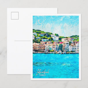 Istanbul Turkey Beautiful Oil Paint City Landscape Postcard