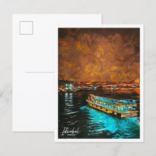 Istanbul Turkey Beautiful Oil Painting City Postcard