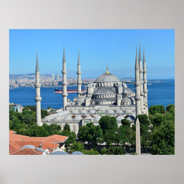 Istanbul Turkey Blue Mosque Architecture Day View  Poster (Front)