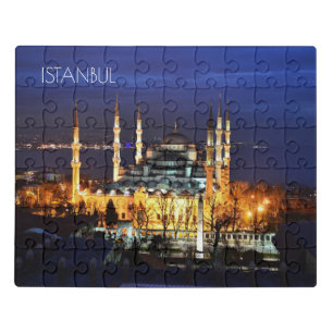Istanbul Turkey Blue Mosque Night Photography Jigsaw Puzzle