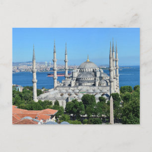 Istanbul Turkey Blue Mosque Night Photography Postcard