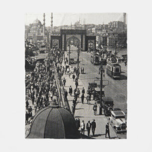 ISTANBUL, TURKEY - CIRCA 1900's :Vintage cityscap Fleece Blanket