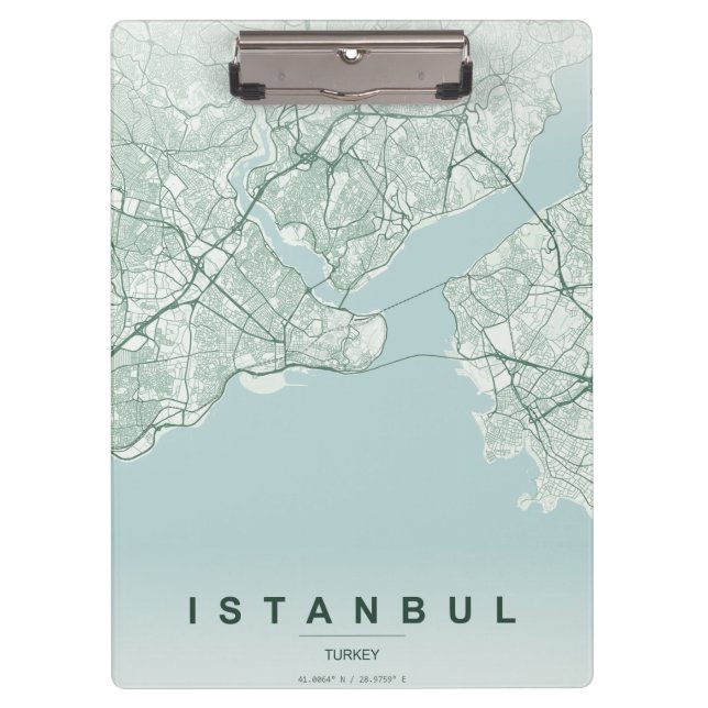 Istanbul Turkey City Map Minimal Design Clipboard (Front)