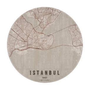 Istanbul Turkey City Map Minimal Design Cutting Board