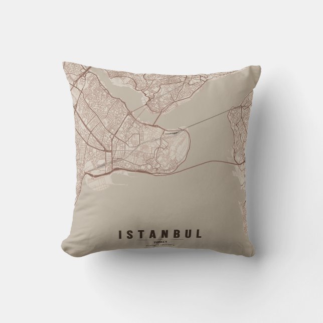 Istanbul Turkey City Map Minimal Design Notebook Throw Pillow (Front)