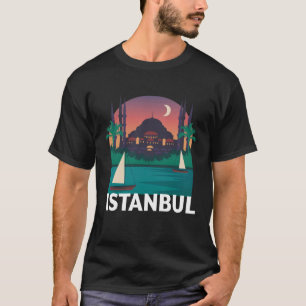 Istanbul Turkey City Skyline Silhouette Outline Sk T-Shirt