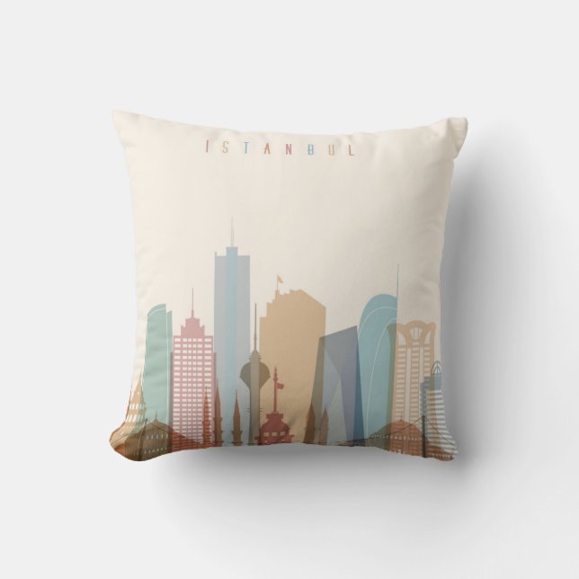 Istanbul, Turkey | City Skyline Throw Pillow (Front)