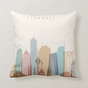 Istanbul, Turkey   City Skyline Throw Pillow