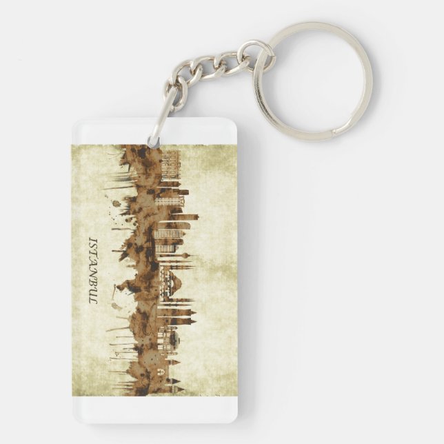 Istanbul Turkey Cityscape Keychain (Back)