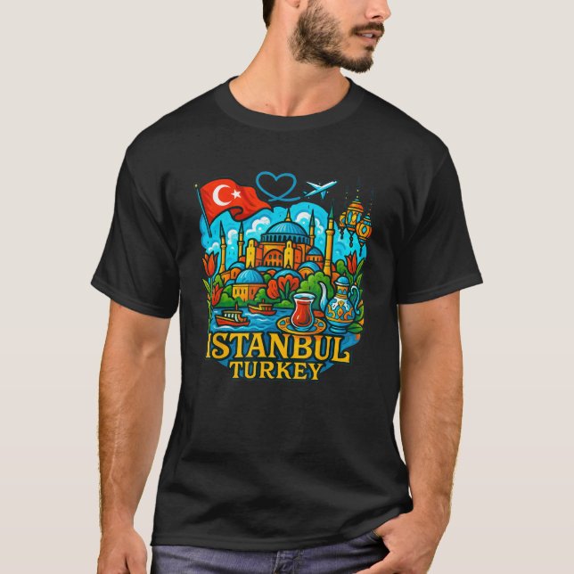Istanbul Turkey Hagia Sophia Grand Mosque Tourist  T-Shirt (Front)