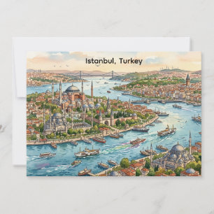 Istanbul Turkey Hagia Sophia Watercolor Card