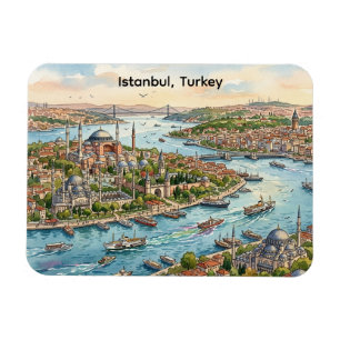 Istanbul Turkey Hagia Sophia Watercolor  Magnet