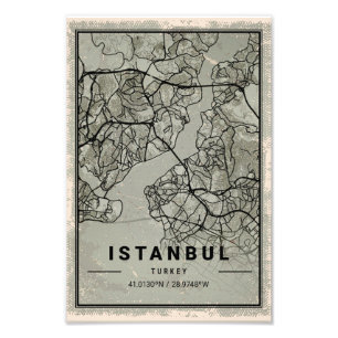 Istanbul turkey map print poster canvas