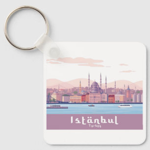 Istanbul Turkey Pastel Travel Design Keychain