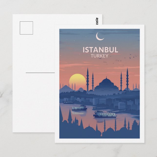 Istanbul Turkey Vintage Famous Travel Place Postcard (Front/Back)