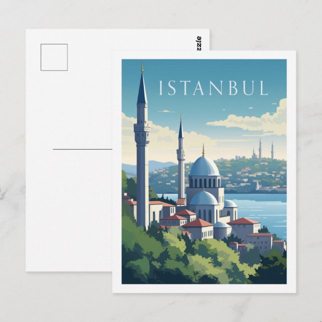 Istanbul Turkey Vintage Famous Travel Place Postcard (Front/Back)