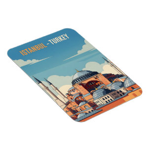 Istanbul Turkey with hagia Sophia and minarets Magnet