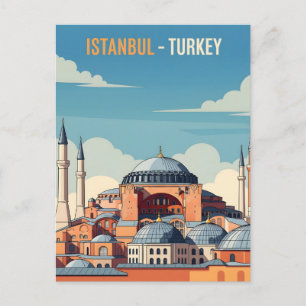 Istanbul Turkey with hagia Sophia and minarets Postcard